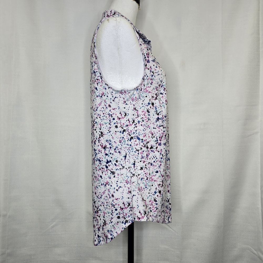 Bad Birdie Sleeveless Collared Golf Polo in White Multi Splatter - Picture 6 of 16